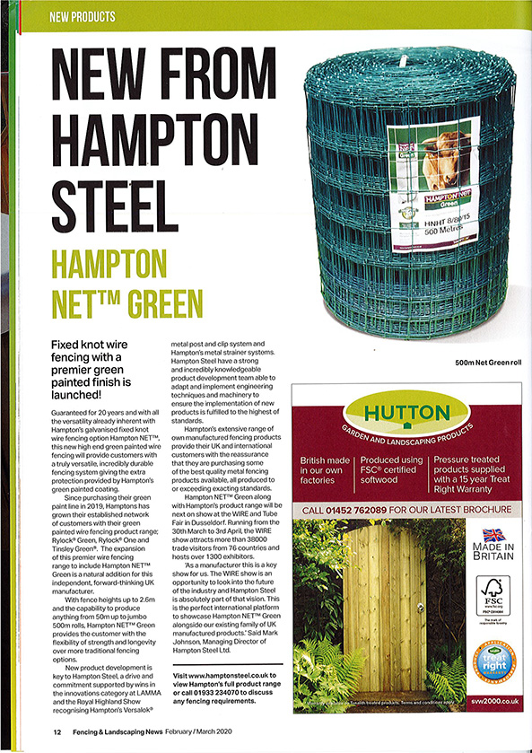 Press Media Hampton Steel Ltd, Fencing And Landscaping News